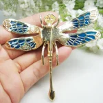 Blue Crystal Dragonfly Shell Brooch 3